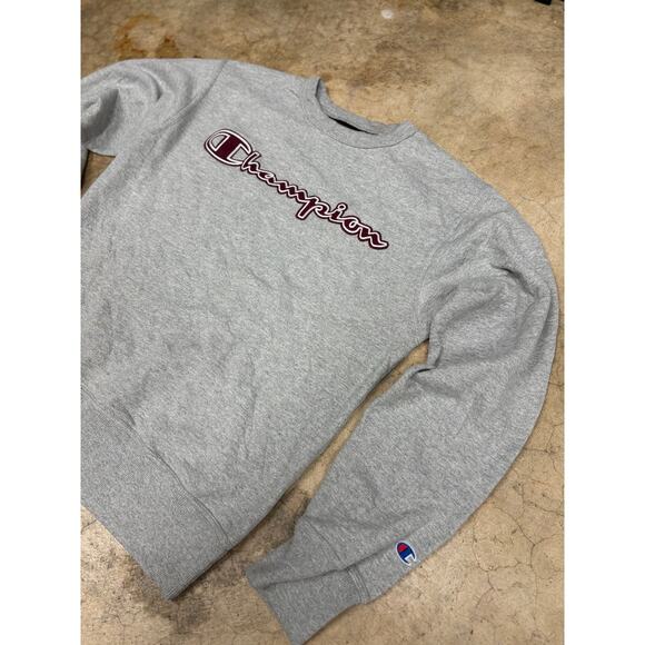 Champion Grey Embroidered Crewneck (Modern Classic) Pullover Sweater Gray S - Picture 2 of 11